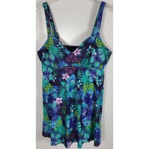 Noon Swim Women's Size 18 Floral One Piece Bathing Suit Swimwear Adj. Strap